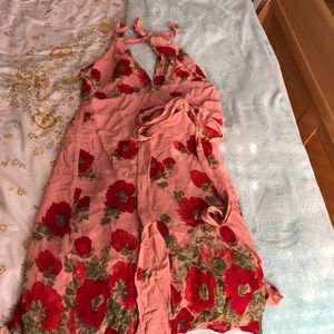 Reformation Halter neck knee length floral dress